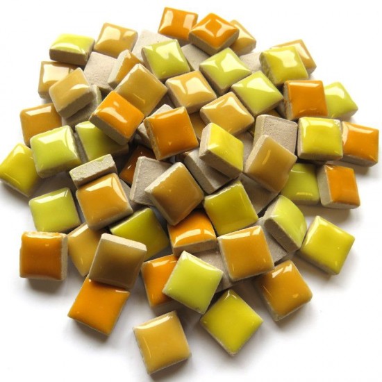 Vierkante Keramiek Mozaïeksteentjes 12 mm - mix zonnebloem