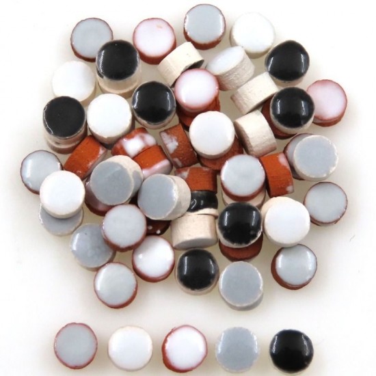 Keramiek micro 5 mm rond   mix wit tot zwart