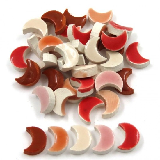Keramiek mini 8 mm maan   mix rood