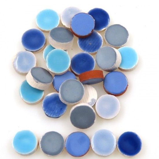 Keramiek mini 8 mm rond   mix blauw