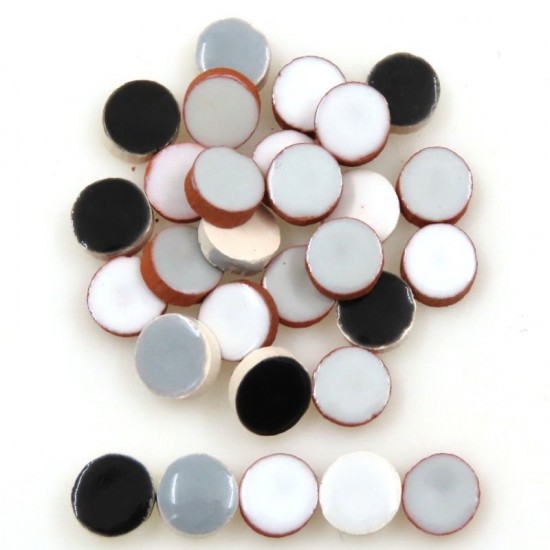 Keramiek mini 8 mm rond   mix wit tot zwart