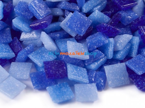 Mozaiek steentjes 1 cm - mix blauw