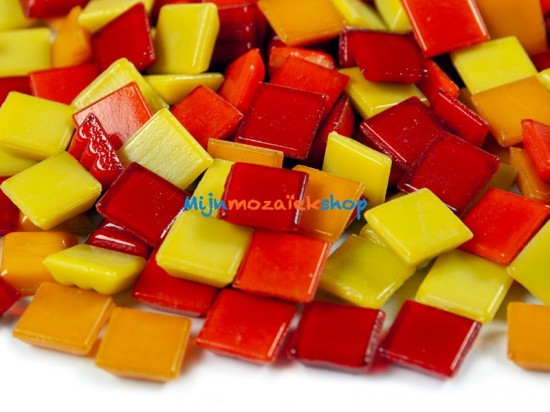 Glas mozaïeksteentjes vierkant 10 mm - mix helios