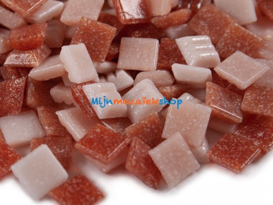 Glas mozaïeksteentjes vierkant 10 mm - mix terracotta