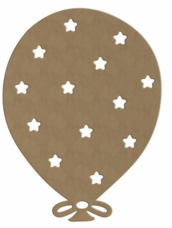 Mdf figuur ballon met sterren 29 cm