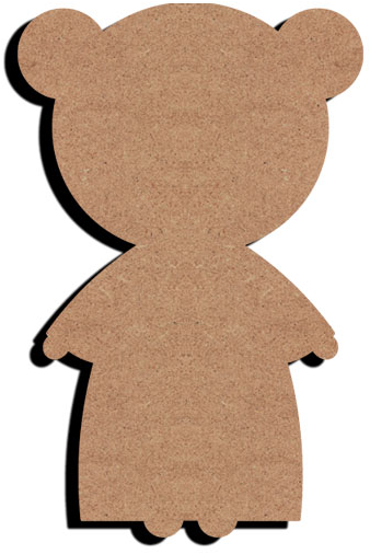 MDF figuur - kokeshi met 2 knotjes (15 cm)