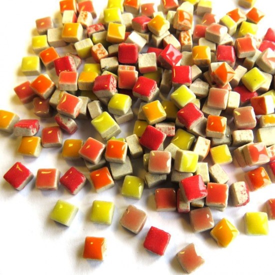 Micro (5 mm) keramiek mozaïek steentjes - mix vuur en vlam