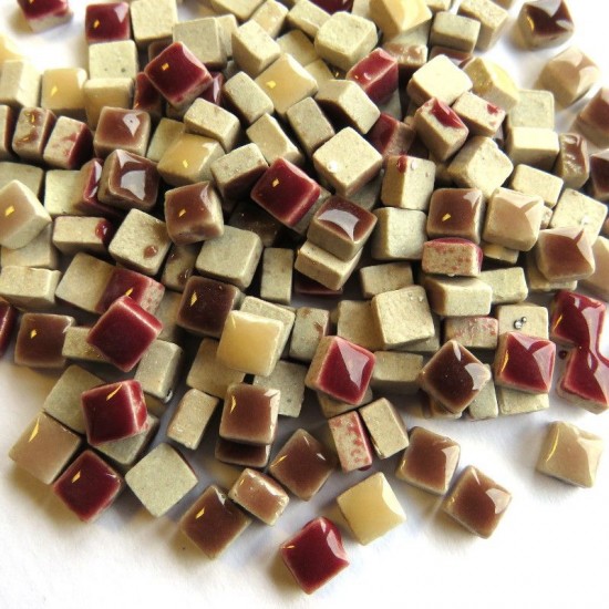 Micro (5 mm) keramiek mozaïek steentjes - mix bruin