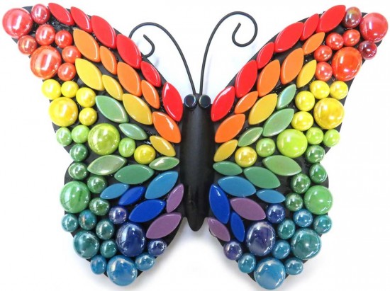 DIY mozaïekpakket - regenboog vlinder 24 cm - voor voegen