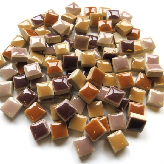 Kermiek mozaieksteentjes 10 mm - mix tuinaarde bruin