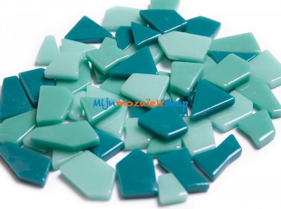 glas mozaiek puzzelsteentjes teal mix