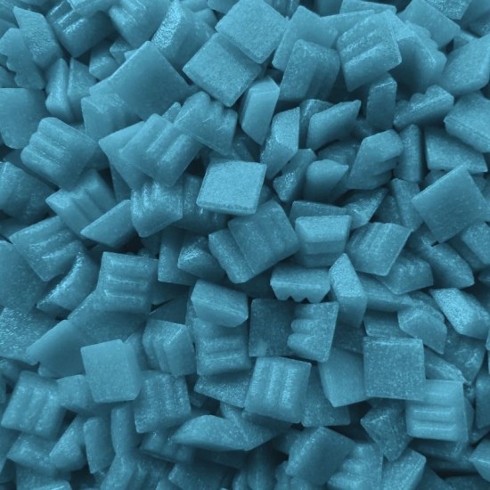Murano glas mozaïeksteentjes 10 x 10 mm in Donker Aquamarijn Blauw
