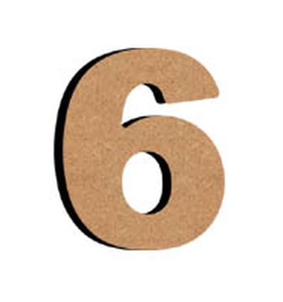 MDF cijfer 6; 8 cm