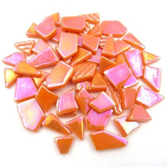 Mozaïek Glas Puzzelstukjes - parelmoer orange