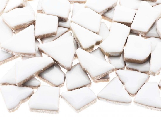 Keramiek mozaïek puzzelsteentjes- wit XL-pack