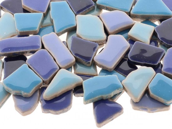 Kermiek mozaïek puzzelsteentjes- mix blauw