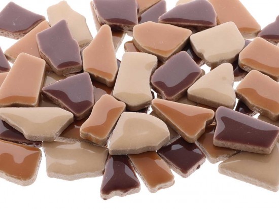 Kermiek mozaïek puzzelsteentjes- mix bruin