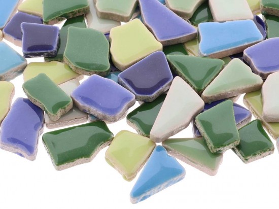 Kermiek mozaïek puzzelsteentjes - mix blauw groen