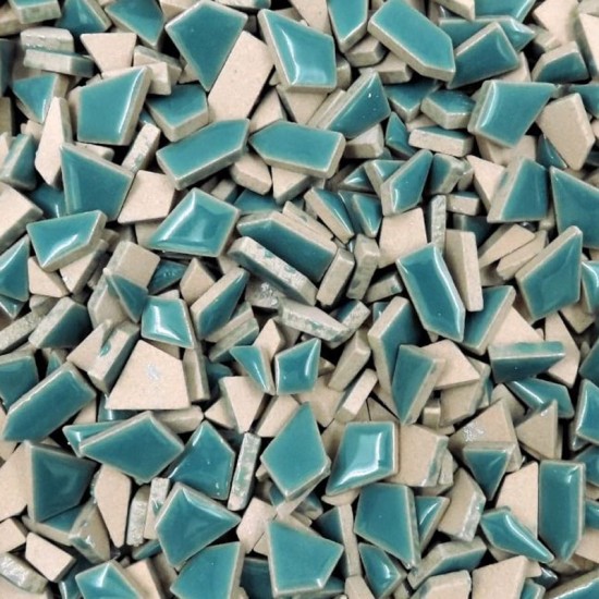 Mini keramiek mozaïek puzzelsteentjes - phthalo groen
