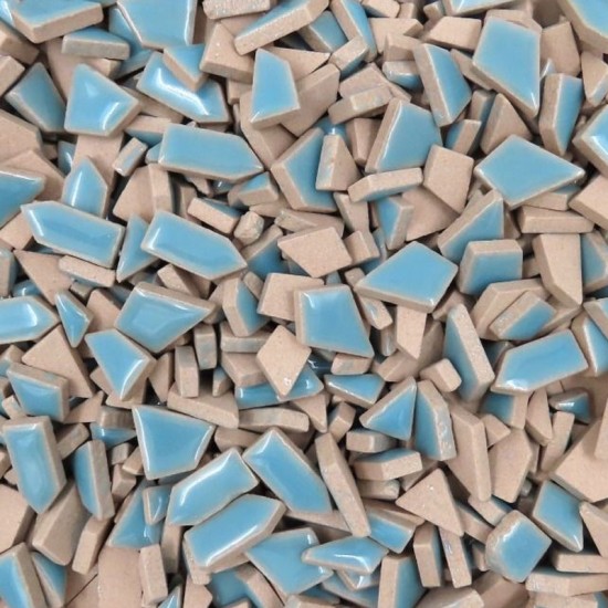 Mini keramiek mozaïek puzzelsteentjes - azure blauw