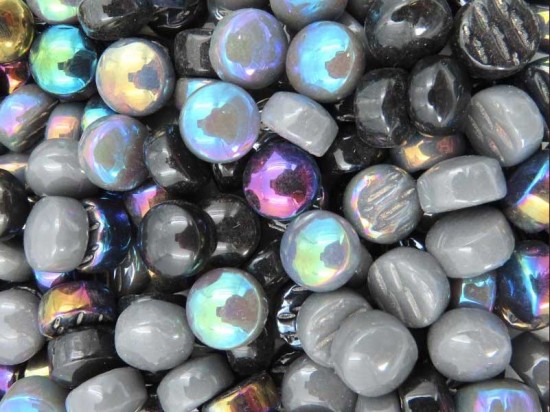 Round 12 mm   mix grijs zwart