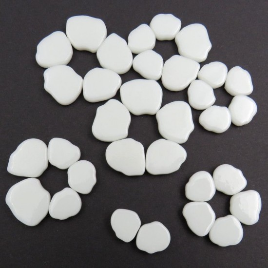 Mozaïeksteentjes - Glas bloemblaadjes Sakura - wit