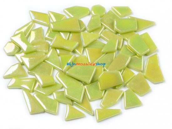 Mozaïek Glas Puzzelstukjes - parelmoer acid green
