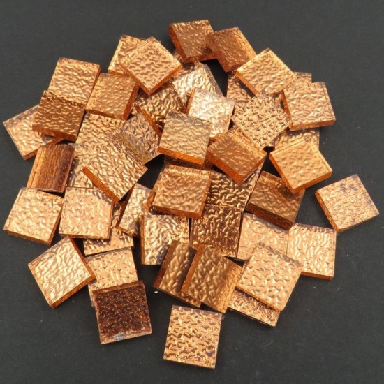 Spiegelglas mozaïeksteentje met textuur 15 mm – koper