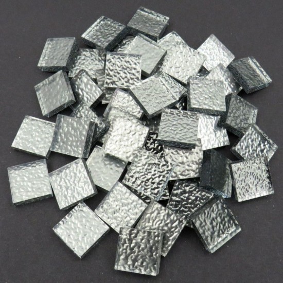 Spiegelglas mozaïeksteentje met textuur 15 mm – staal grijs