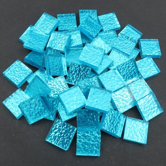 Spiegelglas met textuur vierkant 15 mm – turquoise blauw