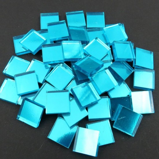 Spiegelglas mozaïeksteentjes 15 mm – turquoise blauw
