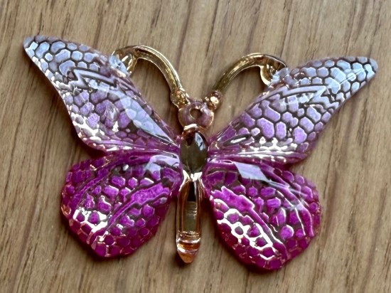 Vlinder de luxe - roze/wit; per 2 stuks