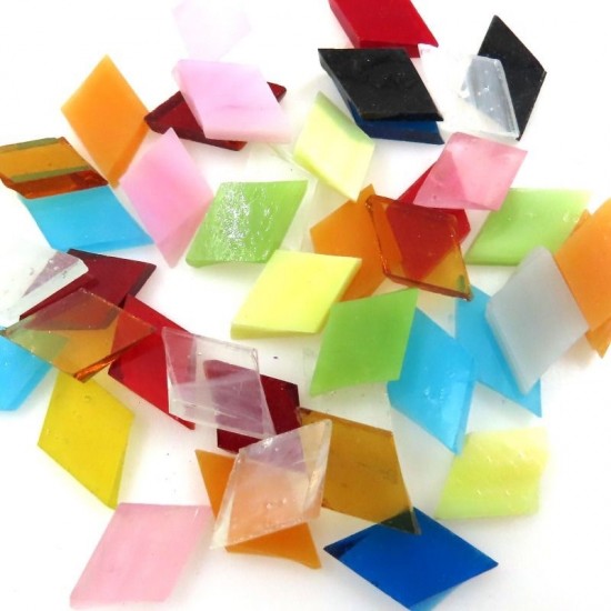 Tiffany glas ruitvorm 17x10 mm   bonte mix 0