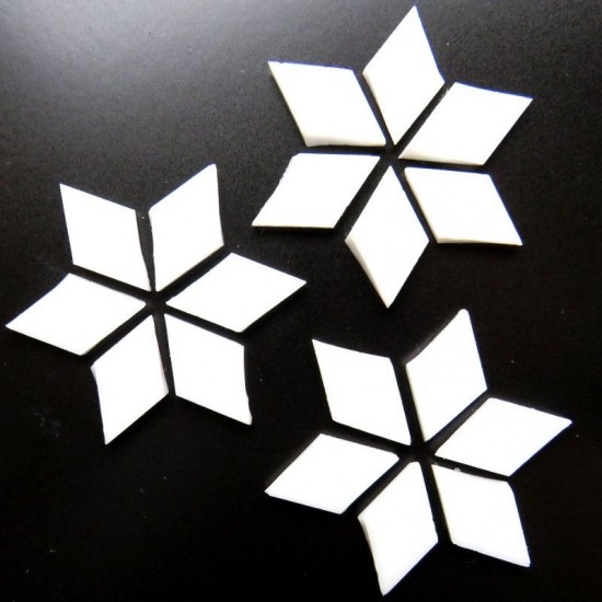 Handgesneden Tiffany glas ruitvorm (25 x 15 mm) - wit