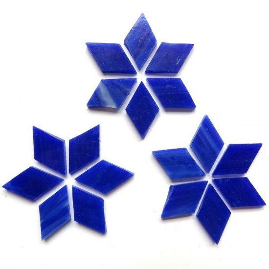 Handgesneden Tiffany glas ruitvorm (25 x 15 mm) - donker blauw