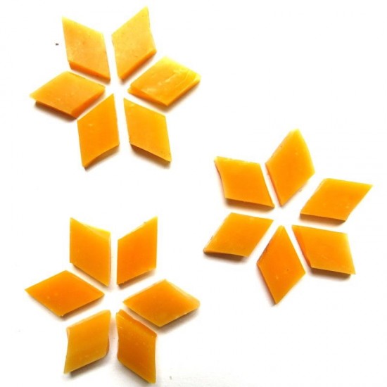 Handgesneden Tiffany glas ruitvorm (25 x 15 mm) - mango oranje