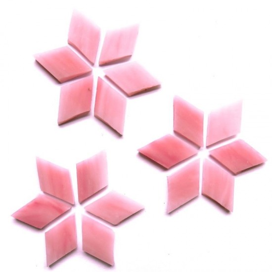 Handgesneden Tiffany glas ruitvorm (25 x 15 mm) - roze