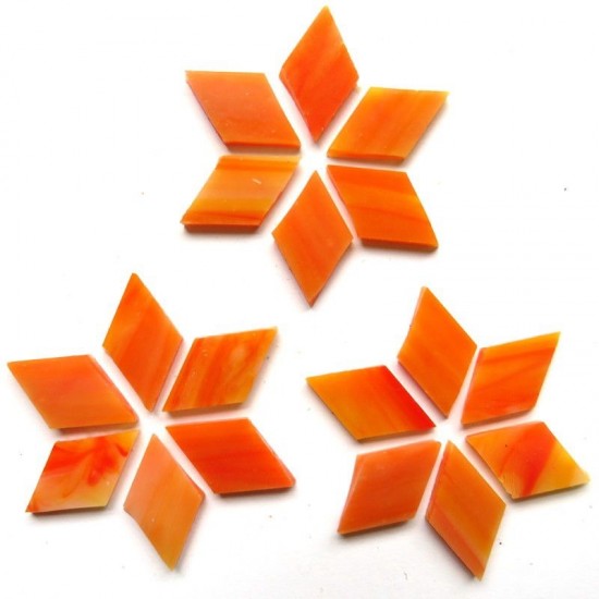 Handgesneden Tiffany glas ruitvorm (25 x 15 mm) - sunrise oranje