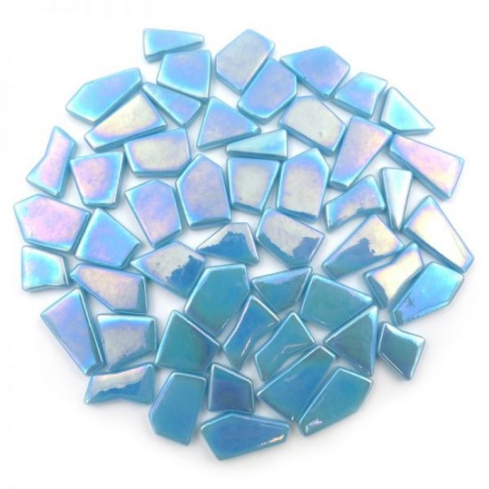 Mozaïek Glas Puzzelstukjes - parelmoer mid turquoise