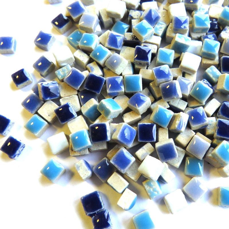 Rally Verdrag escaleren Keramiek micro squares 5 mm - blauw mix; 25 gram - Mijnmozaiekshop